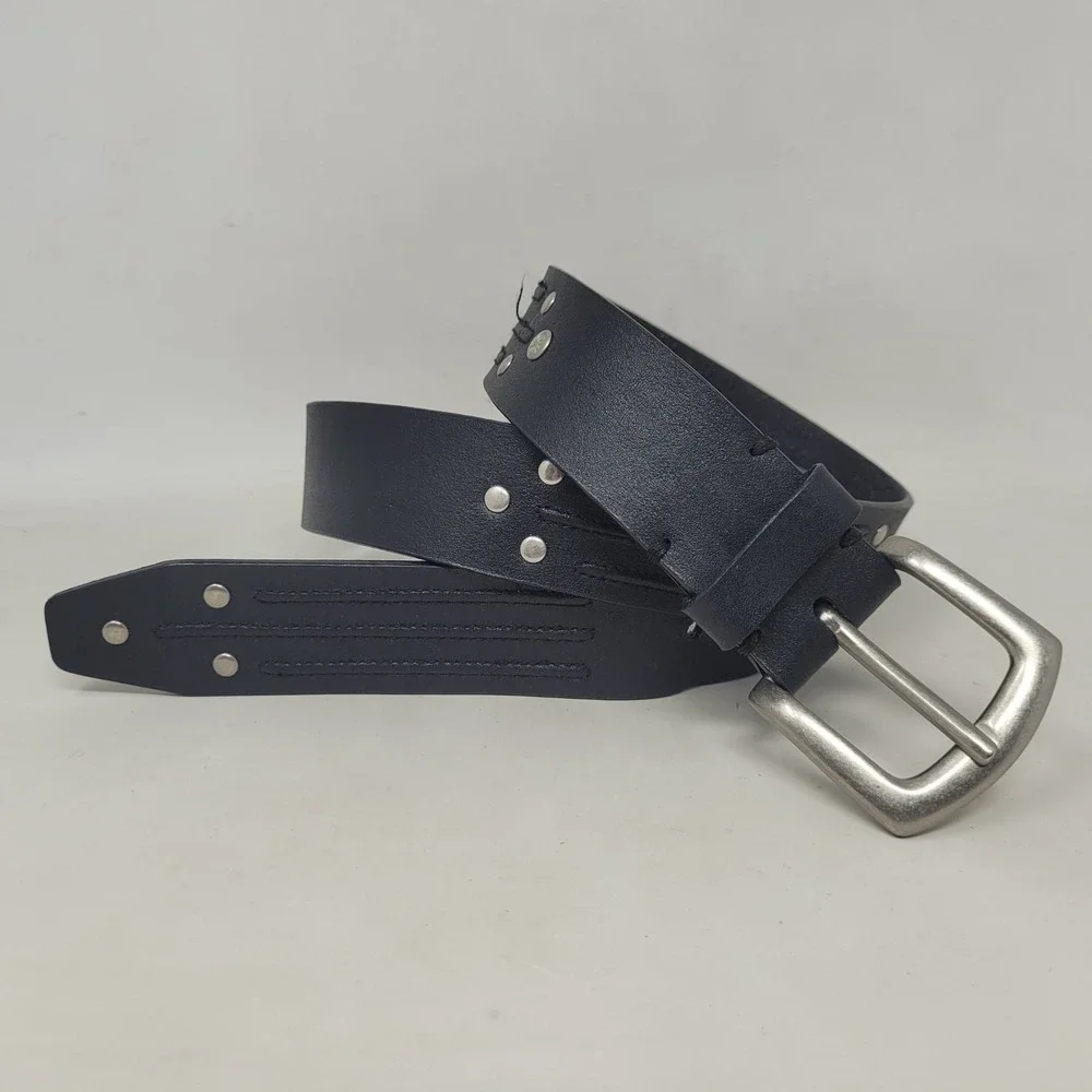 CK Calvin Klein Belt Med Black Leather Studded Biker Moto Rock Punk Grunge Y2K